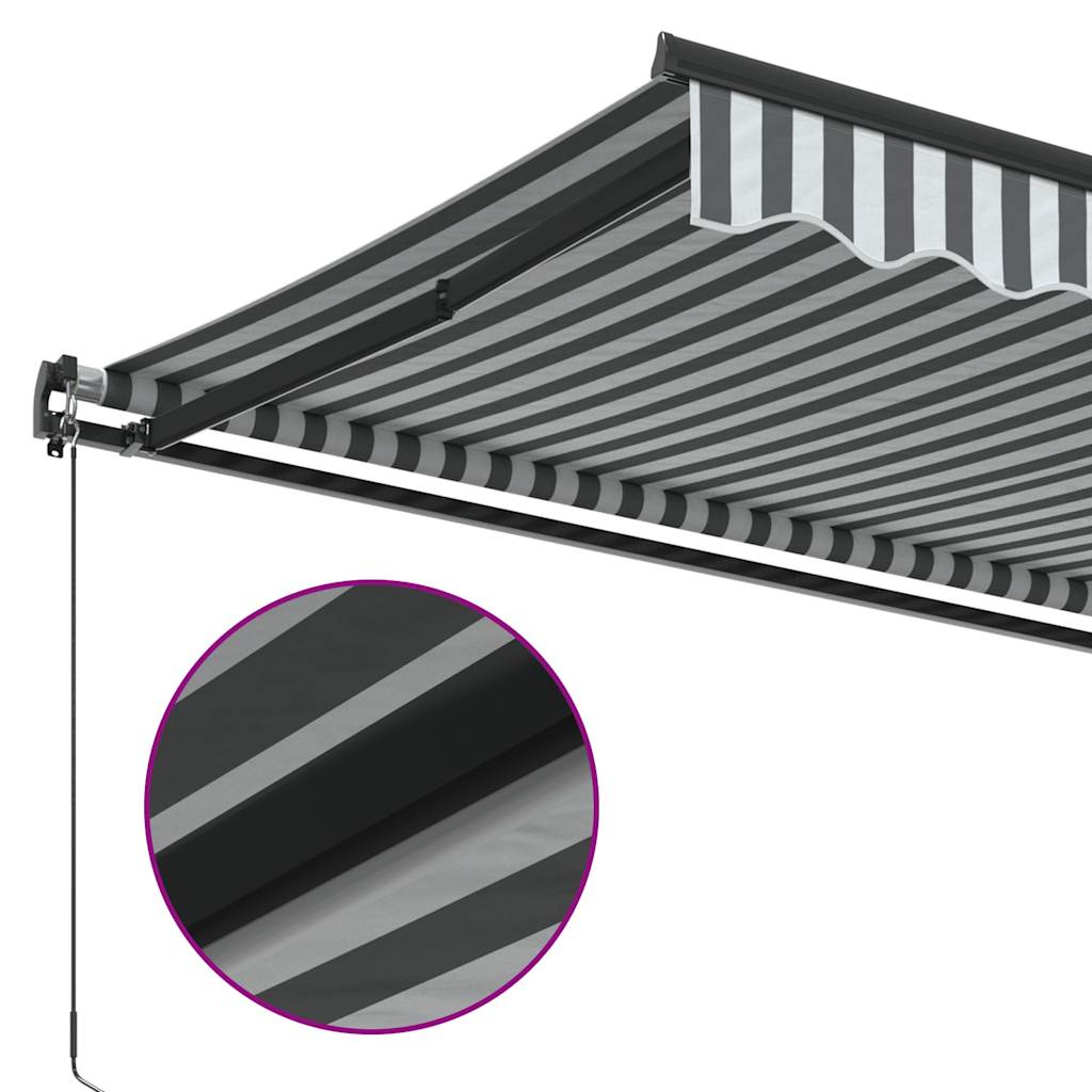 Luifel handmatig uittrekbaar 600x300 cm antracietkleur en wit