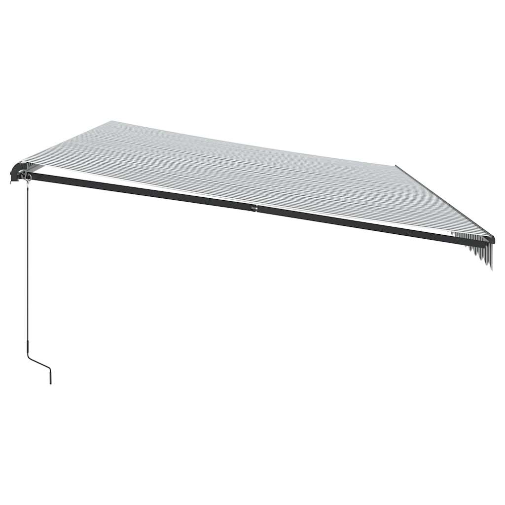 Luifel handmatig uittrekbaar en LED 600x300 cm antraciet en wit