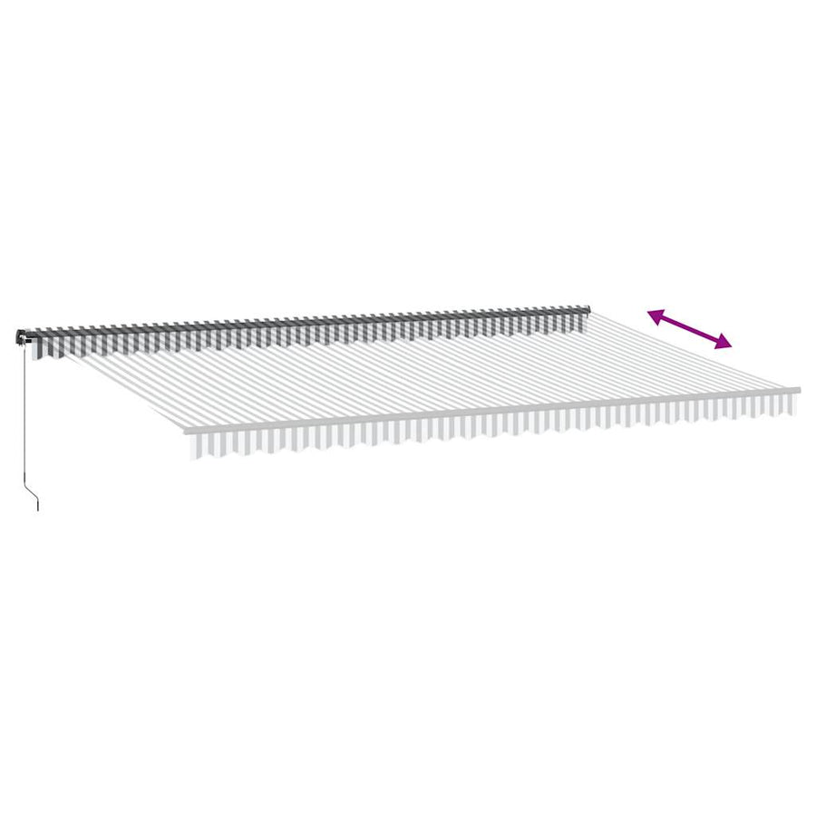 Luifel handmatig uittrekbaar en LED 600x300 cm antraciet en wit