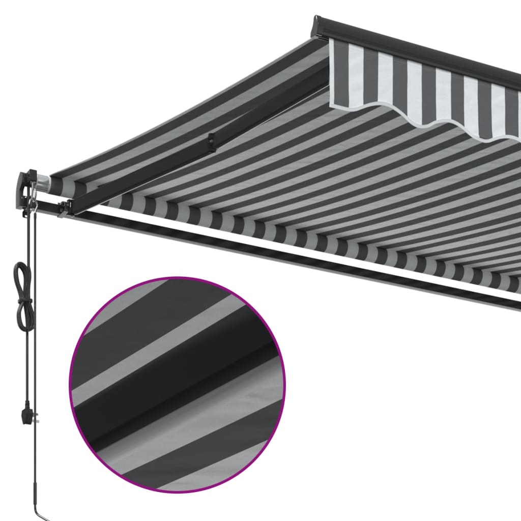 Luifel automatisch uittrekbaar 600x300 cm antracietkleur en wit