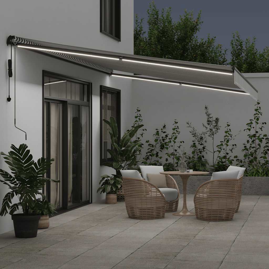 Luifel automatisch uittrekbaar LED 600x300 cm antraciet en wit