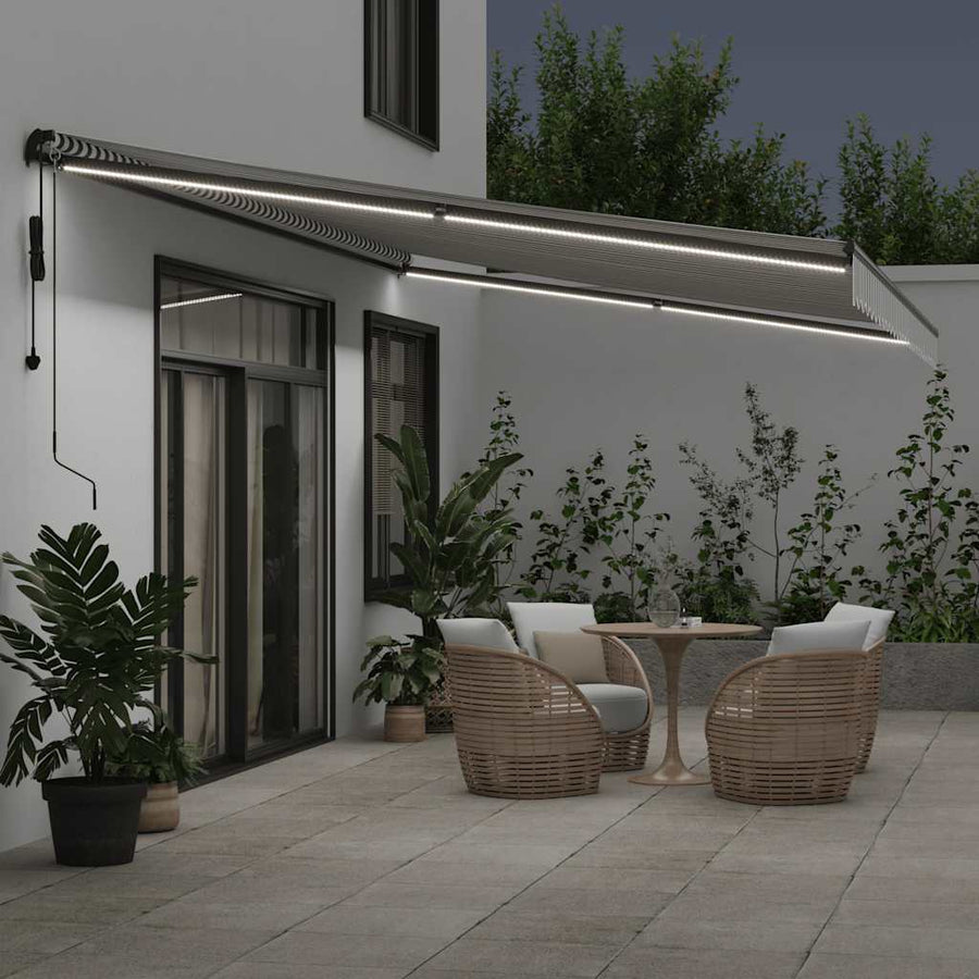 Luifel automatisch uittrekbaar LED 600x300 cm antraciet en wit