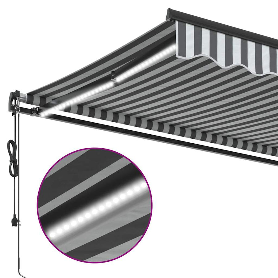 Luifel automatisch uittrekbaar LED 600x300 cm antraciet en wit