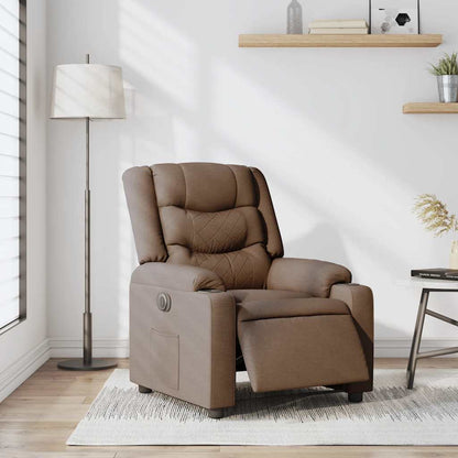 Fauteuil verstelbaar elektrisch stof bruin