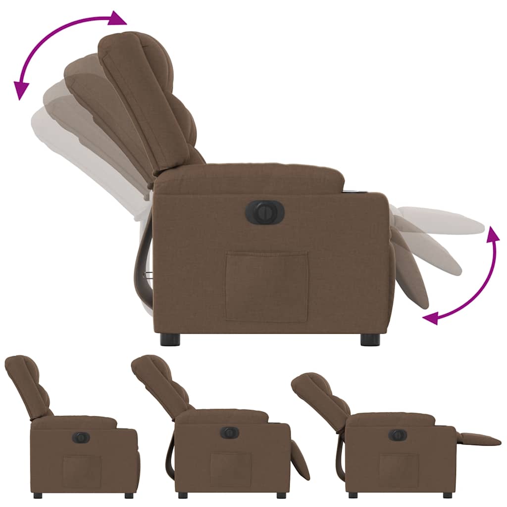 Fauteuil verstelbaar elektrisch stof bruin