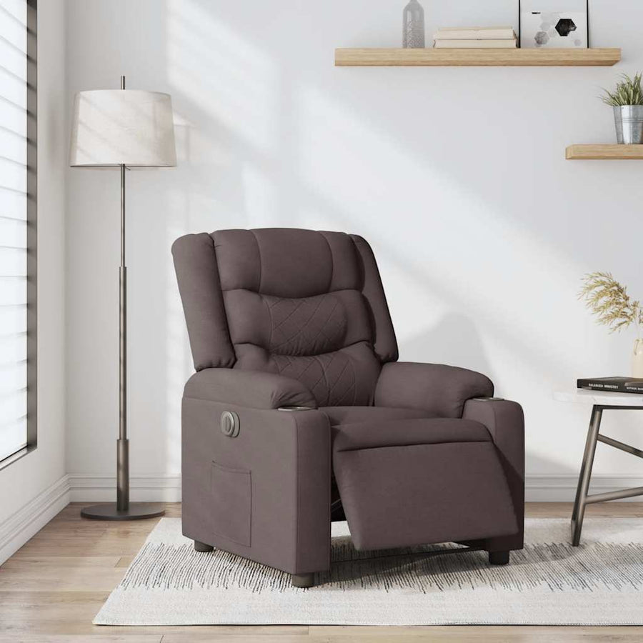 Fauteuil verstelbaar elektrisch stof donkerbruin