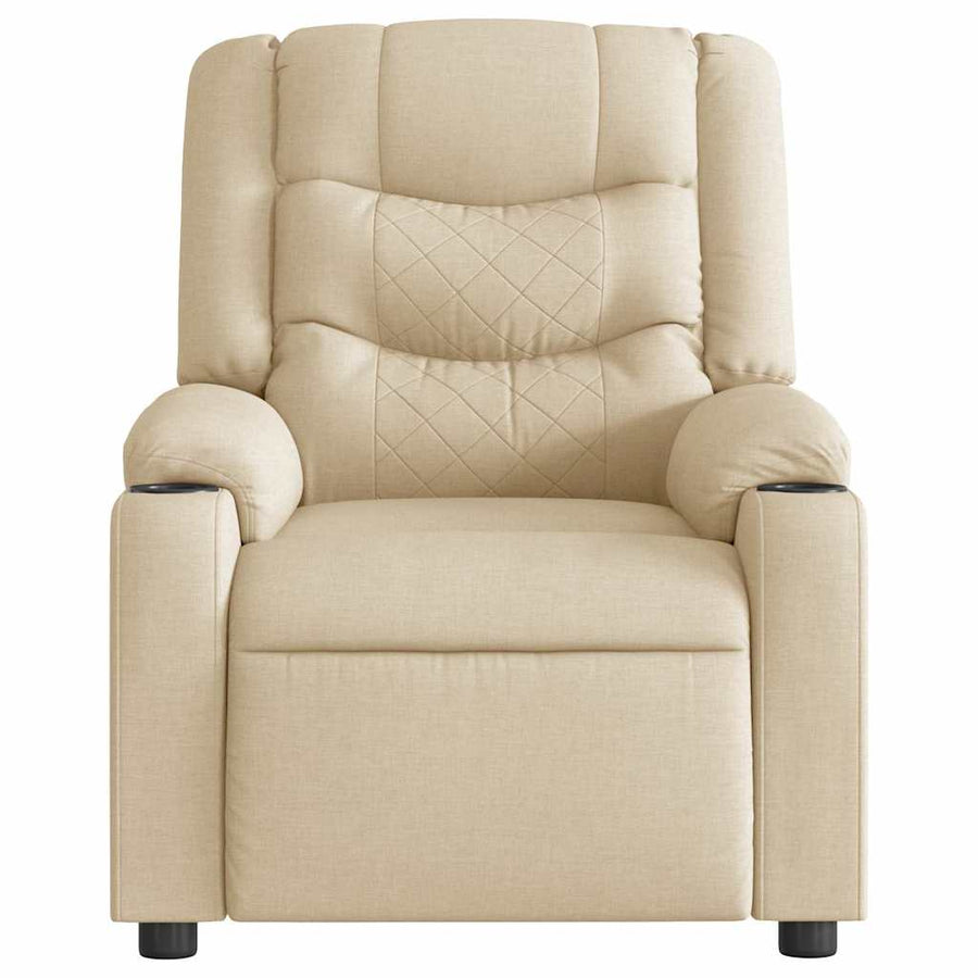 Fauteuil verstelbaar elektrisch stof crèmekleurig