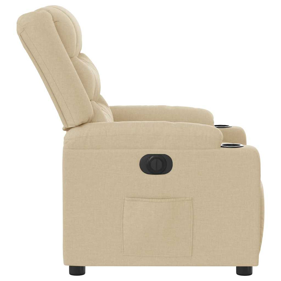 Fauteuil verstelbaar elektrisch stof crèmekleurig