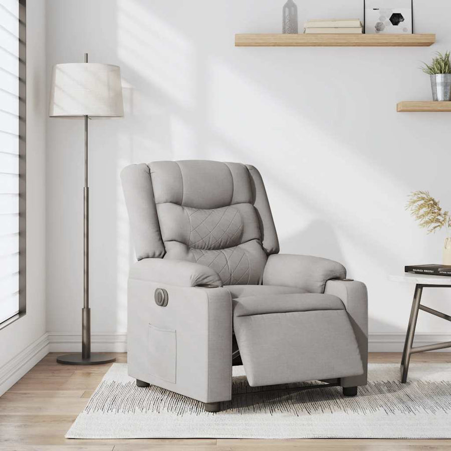Fauteuil elektrisch verstelbaar stof wolk grijs