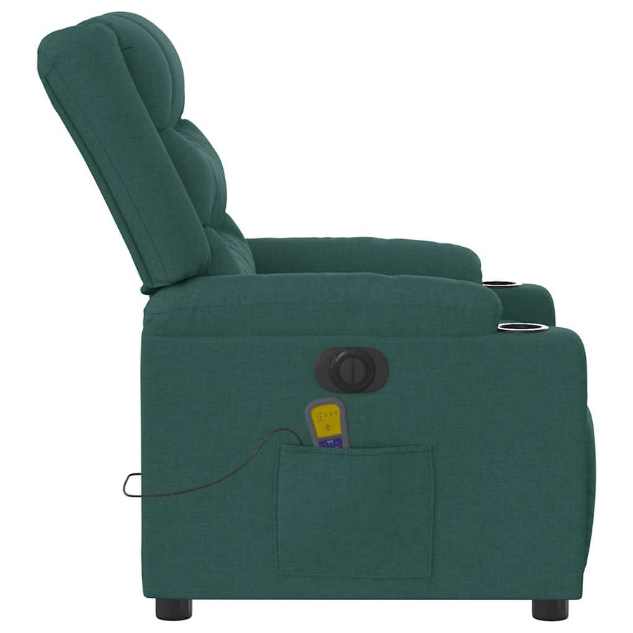 Massagestoel elektrisch verstelbaar stof donkergroen