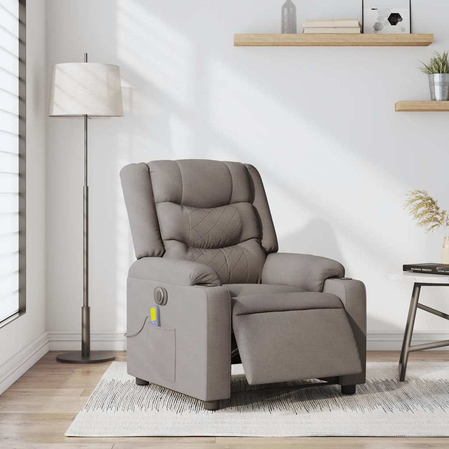 Massagestoel elektrisch verstelbaar stof taupe
