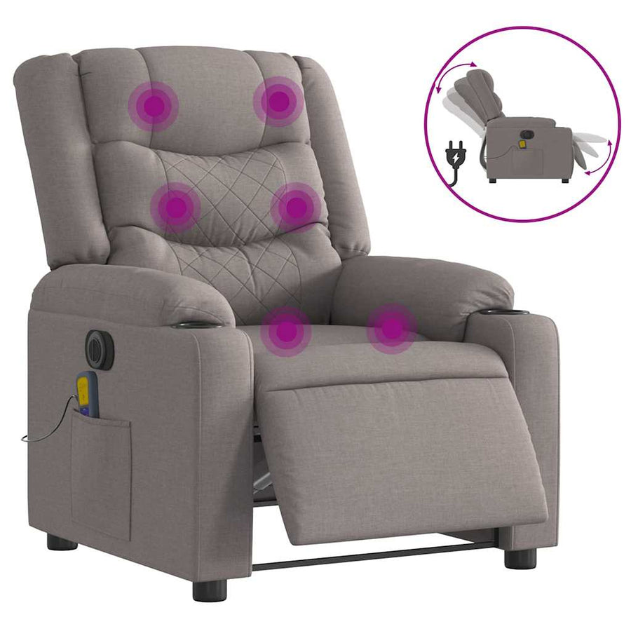 Massagestoel elektrisch verstelbaar stof taupe