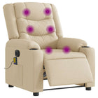 Electric massage chair, adjustable, fabric, cream-colored