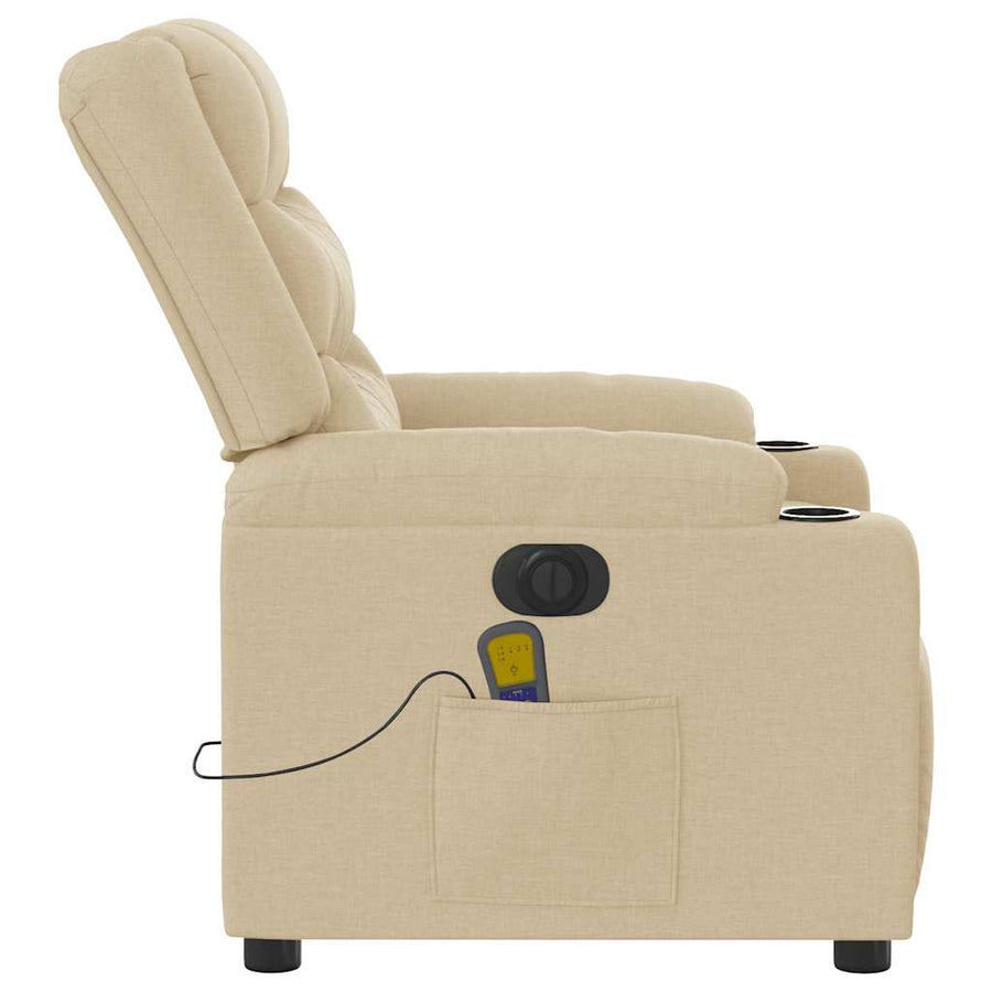Massagestoel elektrisch verstelbaar stof crèmekleurig