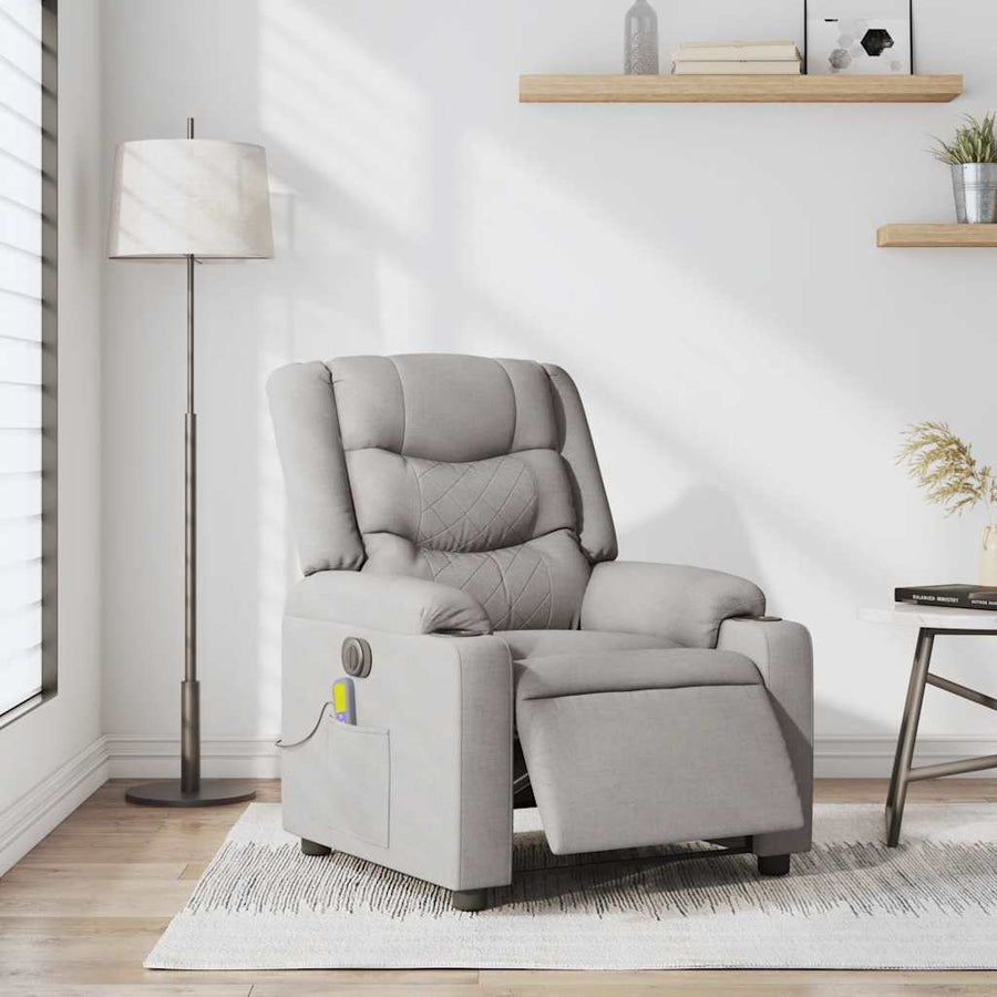 Massagestoel elektrisch verstelbaar stof wolk grijs