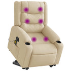 Recliner Massage Chair Electric Adjustable Fabric Cream