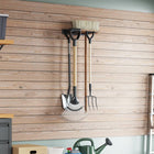 Garden tool rack wall mount steel black