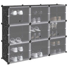 Storage unit with 9 compartments and polypropylene doors, black