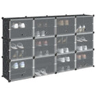 Storage unit with 12 compartments and doors polypropylene black