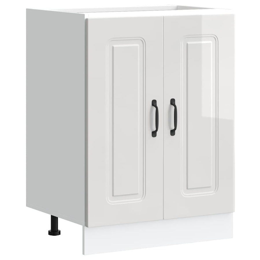 Spoelbakonderkast Kalmar 60x46x81,5cm bewerkt hout hoogglanswit