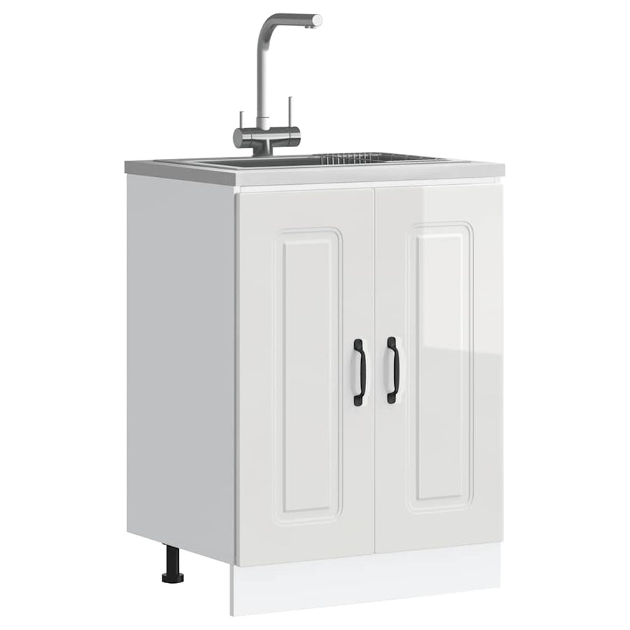 Spoelbakonderkast Kalmar 60x46x81,5cm bewerkt hout hoogglanswit