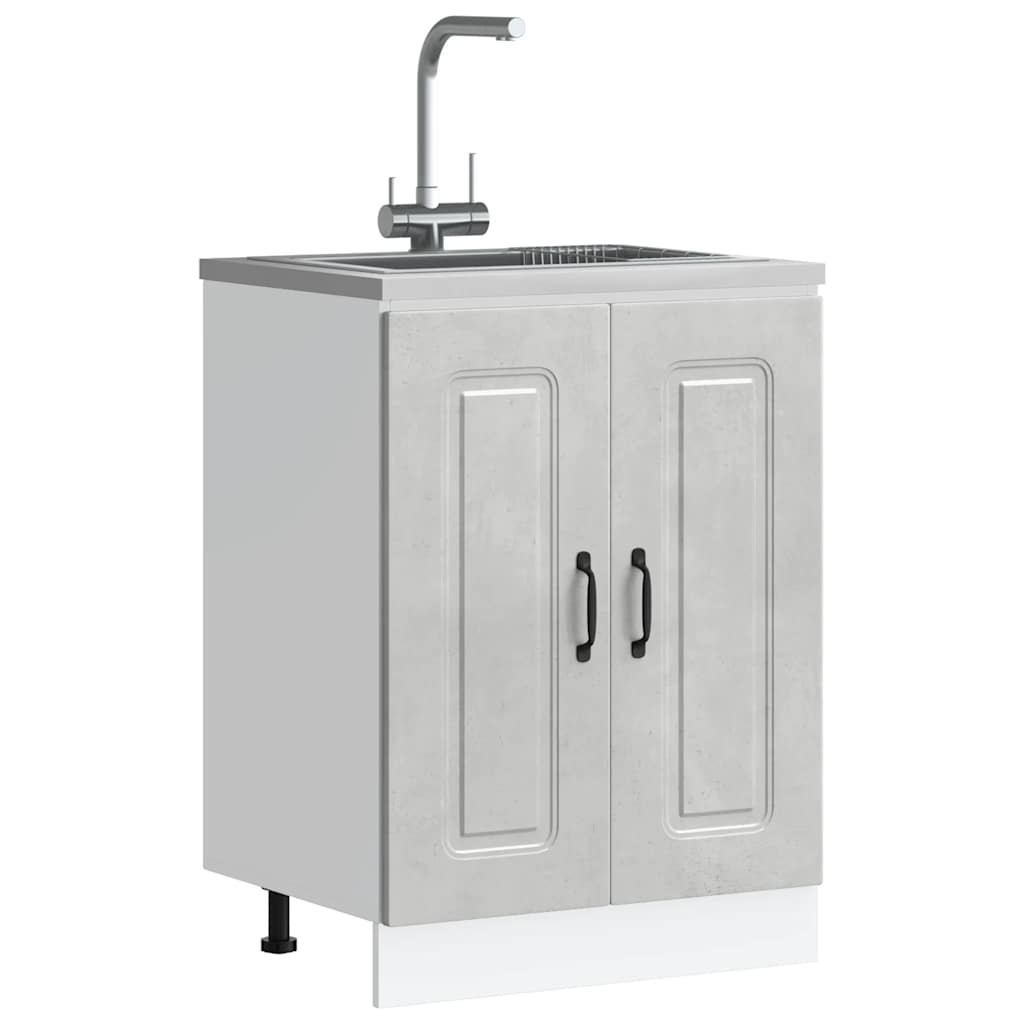 Spoelbakonderkast Kalmar 60x46x81,5 cm bewerkt hout betongrijs
