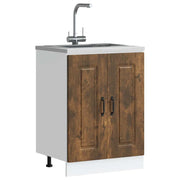 Spoelbakonderkast 60x46x81,5cm bewerkt hout gerookt eiken