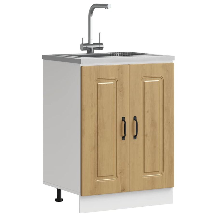 Spoelbakonderkast Kalmar 60x46x81,5 cm hout artisanaal eiken