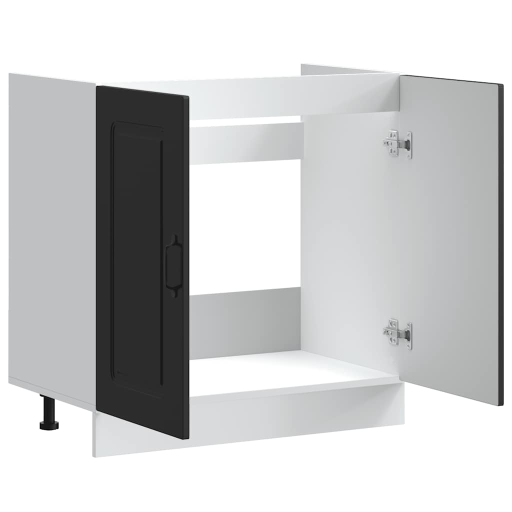 Spoelbakonderkast Kalmar 80x46x81,5 cm bewerkt hout zwart