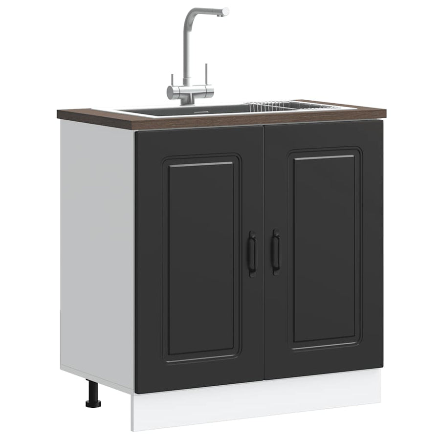 Spoelbakonderkast Kalmar 80x46x81,5 cm bewerkt hout zwart