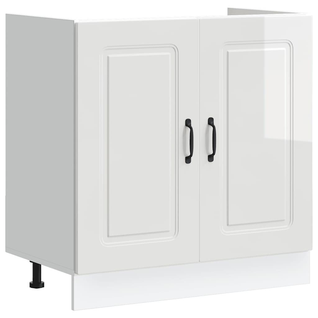 Spoelbakonderkast Kalmar 80x46x81,5cm bewerkt hout hoogglanswit
