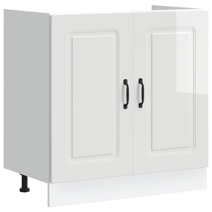 Spoelbakonderkast Kalmar 80x46x81,5cm bewerkt hout hoogglanswit
