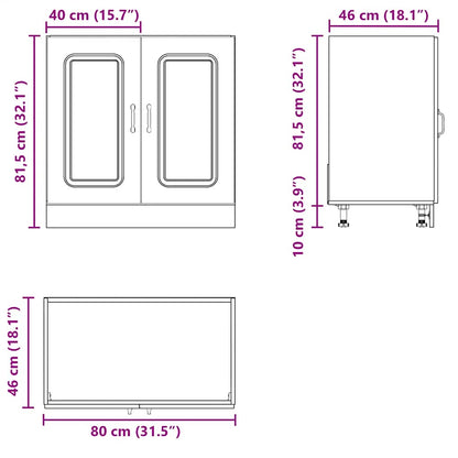 Spoelbakonderkast Kalmar 80x46x81,5cm bewerkt hout sonoma eiken