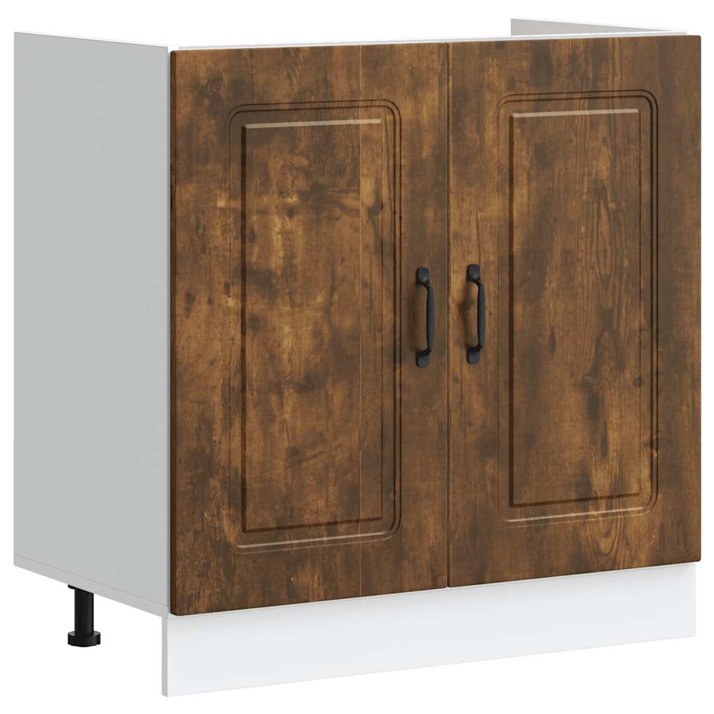 Spoelbakonderkast Kalmar 80x46x81,5cm bewerkt hout gerookteiken