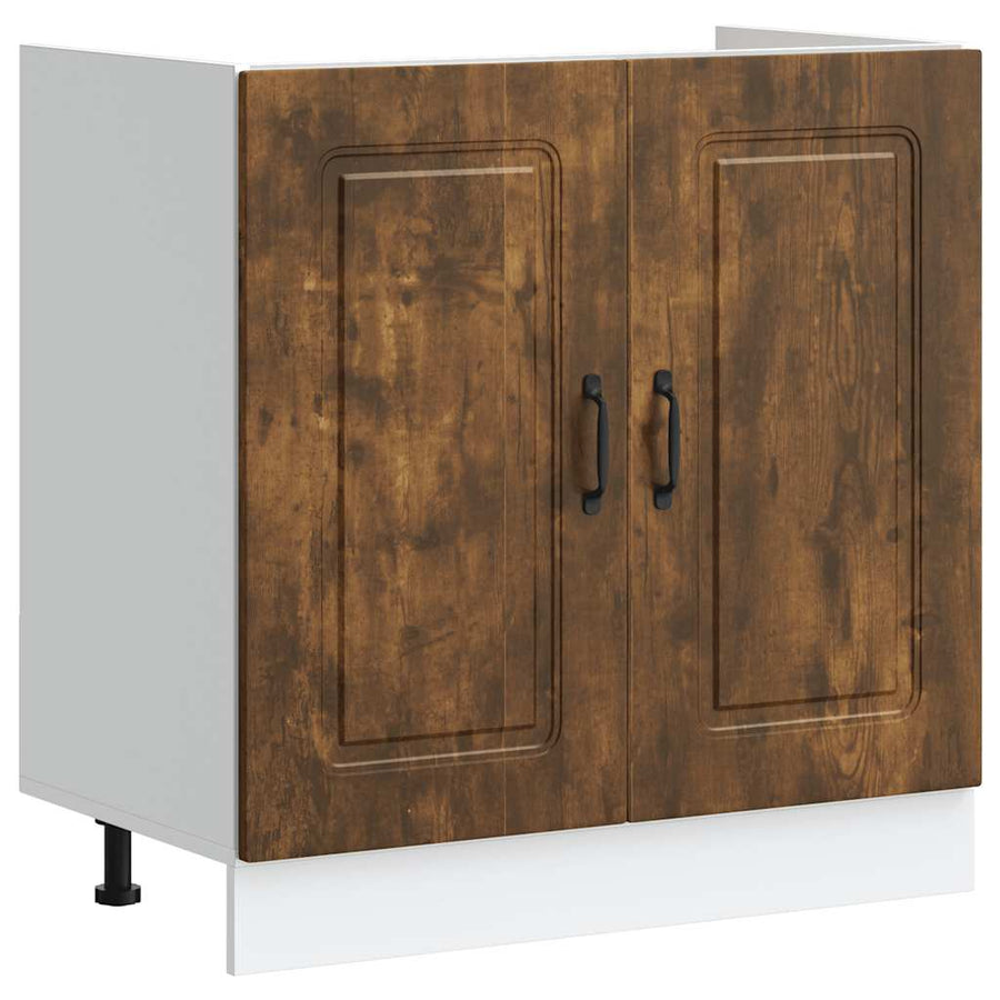 Spoelbakonderkast Kalmar 80x46x81,5cm bewerkt hout gerookteiken