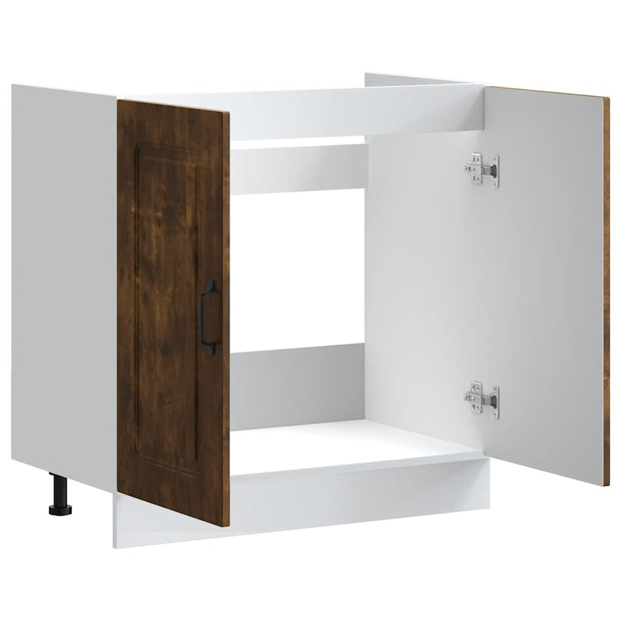 Spoelbakonderkast Kalmar 80x46x81,5cm bewerkt hout gerookteiken