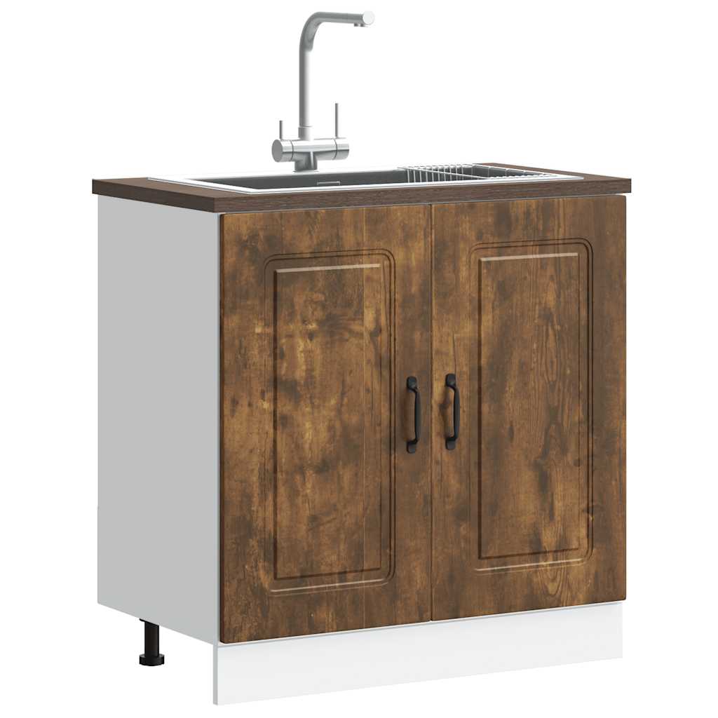 Spoelbakonderkast Kalmar 80x46x81,5cm bewerkt hout gerookteiken
