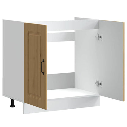Spoelbakonderkast Kalmar 80x46x81,5 cm hout artisanaal eiken