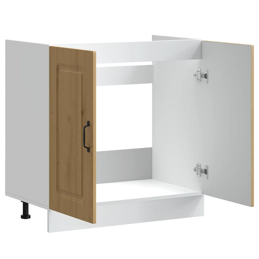 Spoelbakonderkast Kalmar 80x46x81,5 cm hout artisanaal eiken