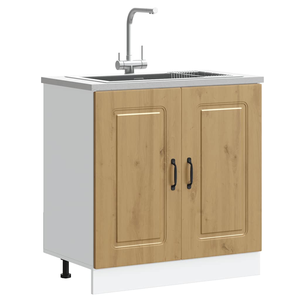 Spoelbakonderkast Kalmar 80x46x81,5 cm hout artisanaal eiken