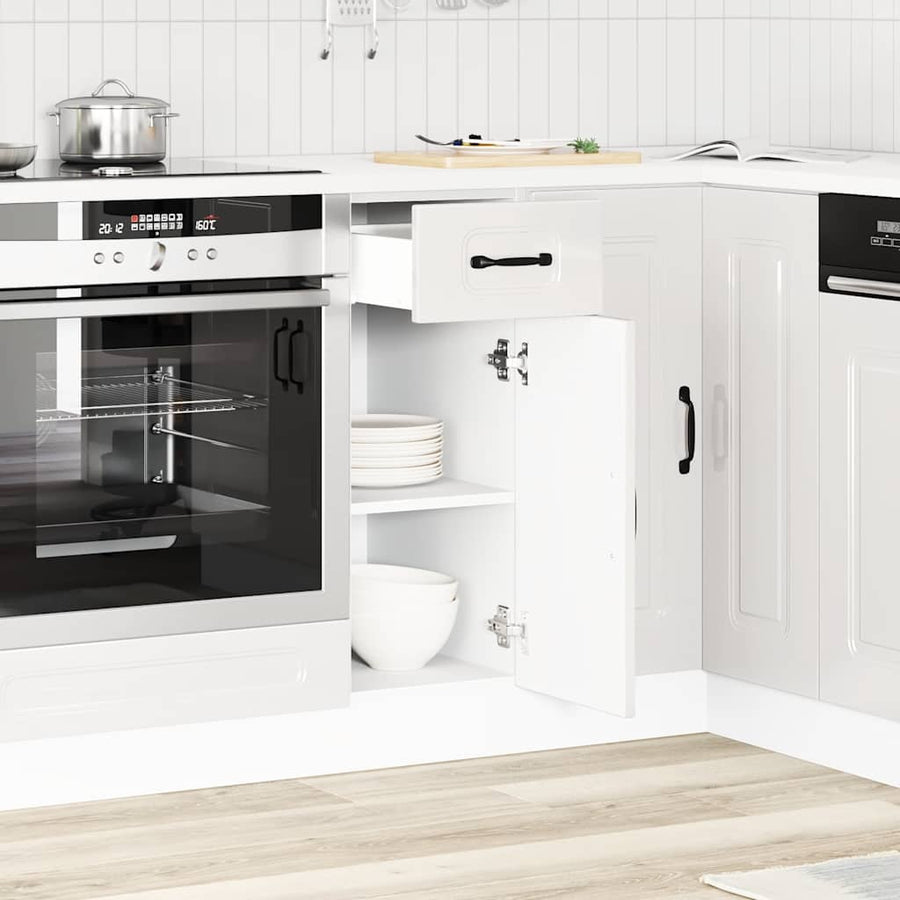 Keuken onderkast Kalmar bewerkt hout hoogglans wit