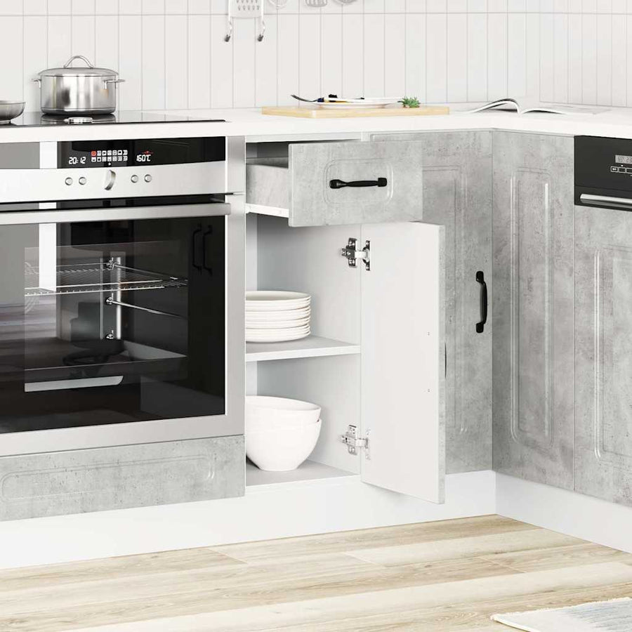 Keuken onderkast Kalmar bewerkt hout betongrijs