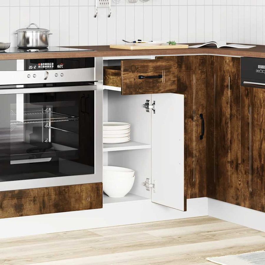 Keuken onderkast Kalmar bewerkt hout gerookt eikenkleurig