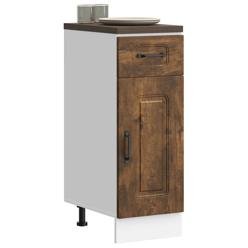 Keuken onderkast Kalmar bewerkt hout gerookt eikenkleurig