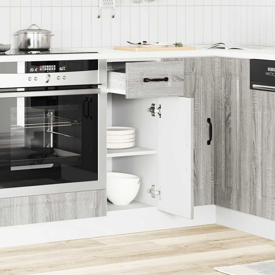 Keuken onderkast Kalmar bewerkt hout grijs sonoma eiken