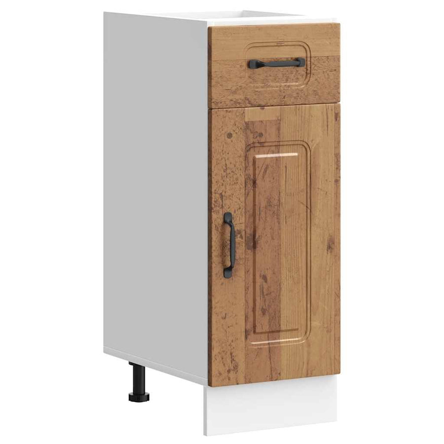 Keuken onderkast Kalmar bewerkt hout oud houtkleurig