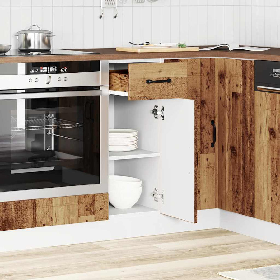 Keuken onderkast Kalmar bewerkt hout oud houtkleurig
