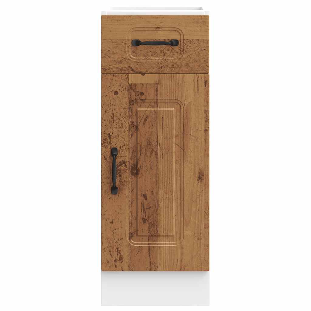Keuken onderkast Kalmar bewerkt hout oud houtkleurig