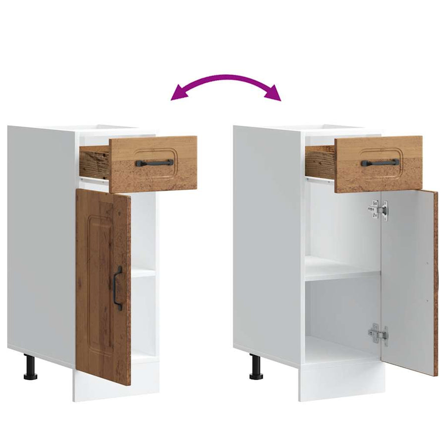 Keuken onderkast Kalmar bewerkt hout oud houtkleurig