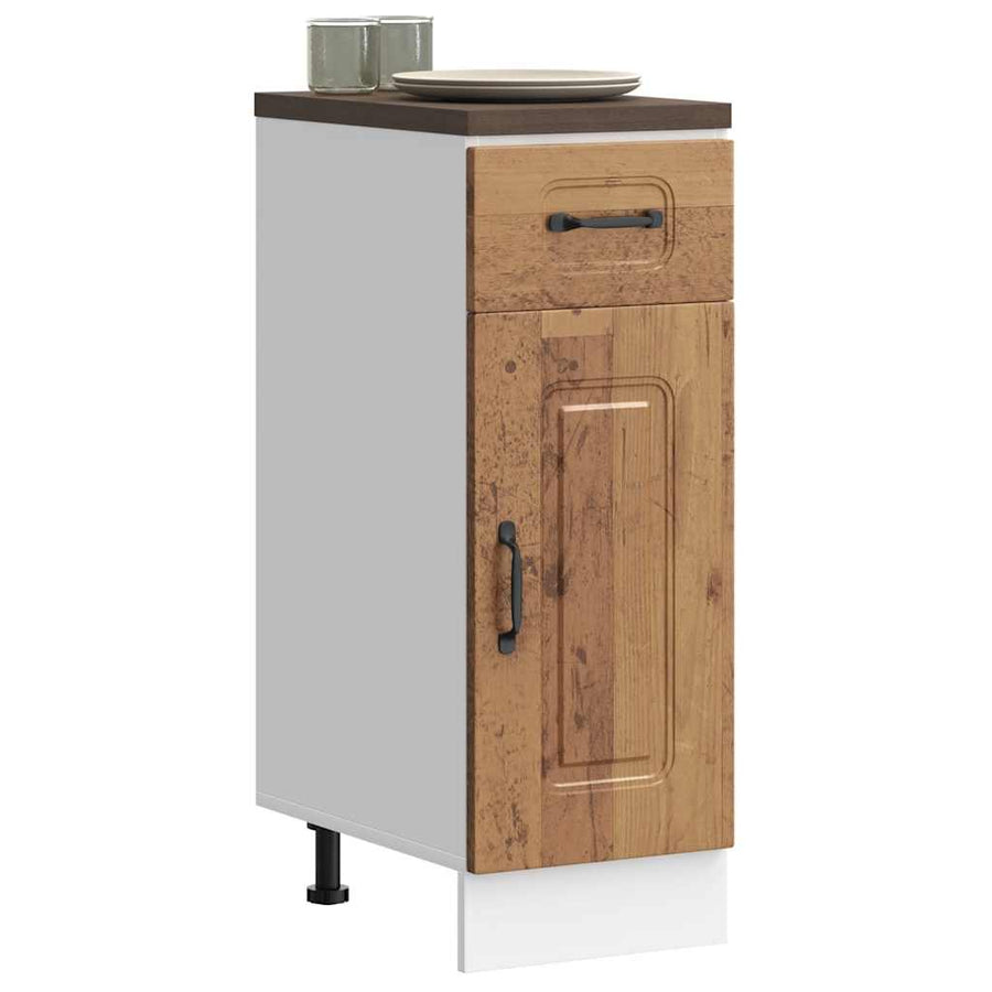 Keuken onderkast Kalmar bewerkt hout oud houtkleurig